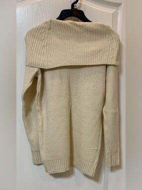 New York & Company Ivory Fold-Over Cowl Sweater